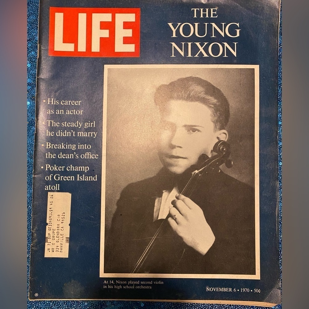 YOUNG NIXON - LIFE MAGAZINE, NOVEMBER 6, 1970 VINTAGE